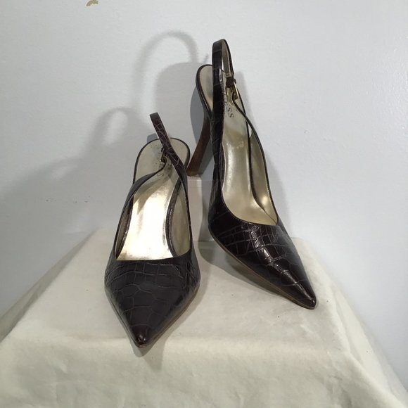 Guess Pointed Toe Leather Slingback Pump Size 8.5 - Picture 1 of 11